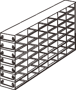 Alkali Scientific&nbsp;Upright Freezer Rack for 25 Place Slide Boxes, 6 x 7 Configuration, 42 Box Capacity