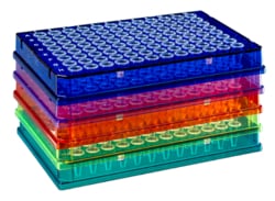 Alkali Scientific&nbsp;ProCycle&trade; 0.1mL 96 Well Rigid&trade; PCR Plate, Full Skirt, Polycarbonate Frame, 10/Pack, Assorted Frame, Clear Well