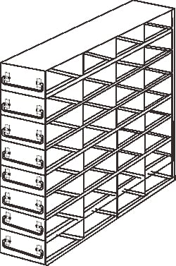 Alkali Scientific&nbsp;Upright Freezer Rack for 25 Place Slide Boxes, 4 x 8 Configuration, 32 Box Capacity