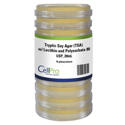 Alkali Scientific&nbsp;Tryptic Soy Agar (TSA) w/ Lecithin and Polysorbate 80 (Tween 80), USP, 20mL, 100 x 15mm, 10/Pk