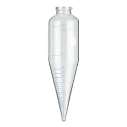 Alkali Scientific&nbsp;Oil Centrifuge Tubes, 100 mL, 3.3 Borosilicate Glass, Blue Graduations, 6  Inch Short Cone Tube (165x45mm), 1/Pk