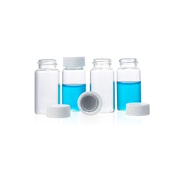 Alkali Scientific&nbsp;20mL Clear Glass Storage Vial with White Closed Top Cap, 100/Pk