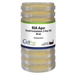 Alkali Scientific&nbsp;R2A Agar, 20 mL, 100 × 15 mm Plate, Oxoid Formulation, 5 Day QC, 10/Pk