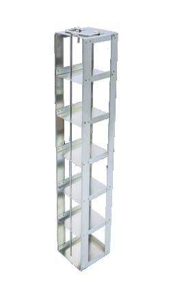 Alkali Scientific&nbsp;Mini Vertical Rack with 3″ Mini Boxes & Cell Dividers – 6 Boxes High