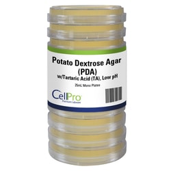 Alkali Scientific&nbsp;Potato Dextrose Agar (PDA) with Tartaric Acid (TA), Low pH, 25mL Mono Plates, 7 Day QC, 10/Pk