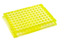 Alkali Scientific&nbsp;ProCycle&trade; 0.1mL 96 Well Rigid&trade; PCR Plate, Full Skirt, Polycarbonate Frame, 10/Pack, Yellow Frame, Clear Well