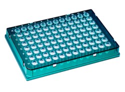 Alkali Scientific&nbsp;ProCycle&trade; 0.1mL 96 Well Rigid&trade; PCR Plate, Full Skirt, Polycarbonate Frame, 10/Pack, Green Frame, Clear Well
