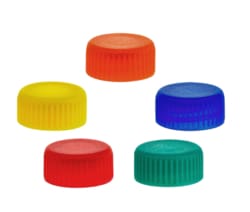 Alkali Scientific&nbsp;Screw cap for 2.0mL (MT3472) Microtube, 1000/Cs, Assorted colors (Blue, Green, Orange, Red, Yellow), w/ O ring, non sterile, 5 Individually colored bags of 200 caps, 1000 caps per bag