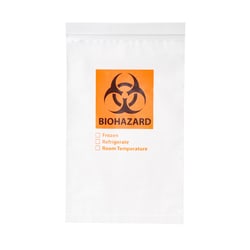 Alkali Scientific&nbsp;Biohazard Specimen Transport Bag, Easy Open&trade; Zip Seal with Score Line & Seperate Document Pouch, 100/Pk, 1,000/Case, 8