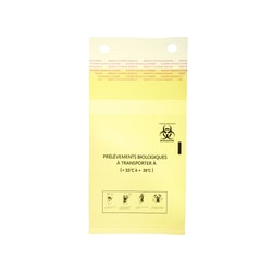 Alkali Scientific&nbsp;Biohazard Specimen Transport Bags, Liquid Sealing, LDPE, Adhesive Closure Specimen Pouch, Tear Line Top, Seperate Document Pouch, Block Head, 100/Pk, 1000/Case, 6