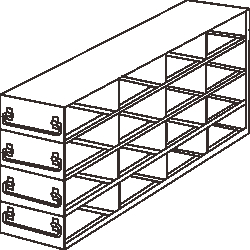 Alkali Scientific&nbsp;Upright Freezer Rack for 100  Place Slide Boxes, 4 x 4 Configuration, 16 Box Capacity