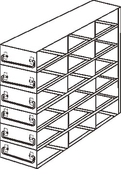 Alkali Scientific&nbsp;Upright Freezer Rack for 25 Place Slide Boxes, 3 x 6 Configuration, 18 Box Capacity