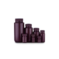 Alkali Scientific&nbsp;Round Storage Bottle, Amber Color, Wide Mouth, Polyethylene (HDPE), 60mL, 10/pk, 200/cs