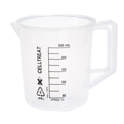 CELLTREAT Scientific Products&nbsp;250mL Graduated Beaker With Handle, Polypropylene, Non-sterile, Case Quantity 12
