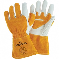 MSC&nbsp;Tillman MIG Welding Glove, Top Grain Cowhide, Fleece Lined, 4 in. Gauntlet Cuff, 1/Pair