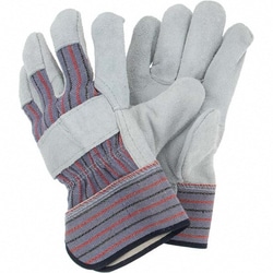 MSC&nbsp;Liberty Safety Leather Palm Gloves, Cowhide, Gunn Pattern, Rubberized Cuff, Large, 12/Pk.