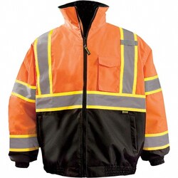 MSC&nbsp;OccuNomix Bomber Jacket, Hi-Viz Orange, Polyester, XL, 1 ea