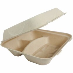 Enterprise Technology Solutions&nbsp;World Centric  Takeout Containers,Hinged,3Compartment,Grease/MoistureResist,PlantFiber,9