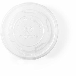 Enterprise Technology Solutions&nbsp;Vegware  Lids,f/90-Series Soup Containers,hot,No-Hole,CPLA,Plant-Based,Embossed,1000/CT,White