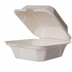 Enterprise Technology Solutions&nbsp;Vegware  Takeout Containers,Clamshell,NaturalFiber,f/Hot&Cold Food,No Added PFAS,6