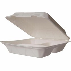 Enterprise Technology Solutions&nbsp;Vegware  Takeout Containers,Clamshell,NatFiber,f/Hot&Cold Food,No Added PFAS,3-Compartment,9