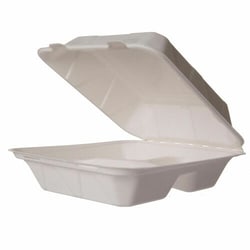 Enterprise Technology Solutions&nbsp;Vegware  Takeout Containers,Clamshell,NatlFiber,f/Hot&Cold Food,No Added PFAS,3-Compartment,8
