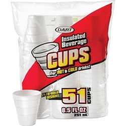 Enterprise Technology Solutions&nbsp;Dart Container Corp  Cups, Hot/Cold, Foam, 8.5oz., 51/PK, White