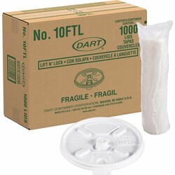 Enterprise Technology Solutions&nbsp;Dart Container Corp  Lids, f/Foam Cups, Fold Tab, 10 oz, 1000/CT, White