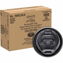 Enterprise Technology Solutions&nbsp;Dart Container Corp  Plastic Lids,f/12-16 oz Dart Foam Cups,100/Bag,10/CT,Black