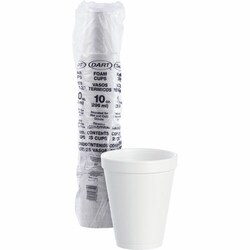 Enterprise Technology Solutions&nbsp;Dart Container Corp  Cups, Hot/Cold, Foam, 10 oz, 25/BG, White