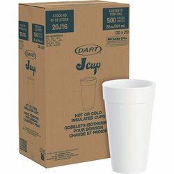 Enterprise Technology Solutions&nbsp;Dart Container Corp  Cups, Hot/Cold, Foam, 20 oz, 20/PK,25PK/CT, White