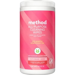 Enterprise Technology Solutions&nbsp;Method Products  Wipes,Cleaning,Plant-based,Pink Grapefruit,70/Tub.Pink