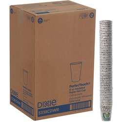 Enterprise Technology Solutions&nbsp;Dixie Foods  Hot Cups, Insulated Paper, Wrapped, 8oz, 1000/CT, Multi