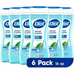 Enterprise Technology Solutions&nbsp;Dial Corporation  Body Wash,Liquid,HydracleanComplex,VitaminE,pHBalanced,Gentle,Spring Water,16oz,6/CT,Blue