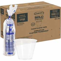 Enterprise Technology Solutions&nbsp;Solo Cup Company  Squat Cups, 9oz, 50/PK, 20PK/CT, Ultra-Clear