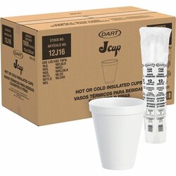Enterprise Technology Solutions&nbsp;Dart Container Corp  Cups, Hot/Cold, Foam, 12 oz,40/PK,25PK/CT, White