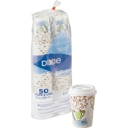 Enterprise Technology Solutions&nbsp;Dixie Foods  Cup/Lid Combo, Nonslip, 12oz, 50/PK, WE