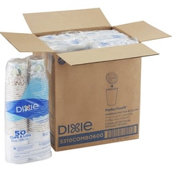 Enterprise Technology Solutions&nbsp;Dixie Foods  Cup/Lid Combo, Nonslip, 10oz, 50/PK, WE