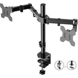 Enterprise Technology Solutions&nbsp;Rocelco  Monitor Arms,Dual,w/DeskClamp,Tilt,Swivel,BK