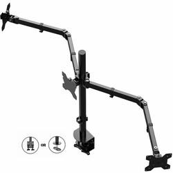 Enterprise Technology Solutions&nbsp;Rocelco  Monitor Arms,Triple,w/DeskClamp,Tilt,Swivel,BK