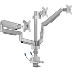 Enterprise Technology Solutions&nbsp;Lorell  Monitor Arm, Triple, w/Pole, w/3.0 USB, Adjustable, Gray