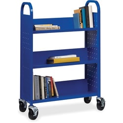 Enterprise Technology Solutions&nbsp;Lorell  Book Cart, Single-sided, 3 Slant Shelves, 32