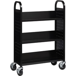 Enterprise Technology Solutions&nbsp;Lorell  Book Cart, Single-sided, 3 Slant Shelves, 32