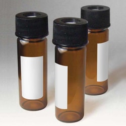 Analytical Sales & Services&nbsp;13mm, 4mL Amber Screw Vials with Marking Spots and Black PP Caps with 0.75