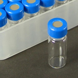 Analytical Sales & Services&nbsp;9mm, 2mL Clear Wide Mouth Twist Vials and Blue Caps with Natural Rubber/PTFE Liners