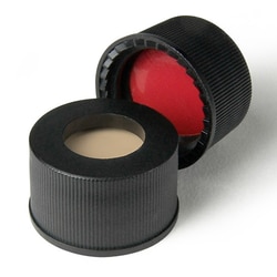 Analytical Sales & Services&nbsp;Pre-Assembed 13mm Black PP Screw Caps with Tan Silicone/PTFE Liners