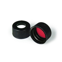 Analytical Sales & Services&nbsp;Black Open Top PP Cap with PTFE/Silicone (0.065”) Setpa, 15-425mm Thread