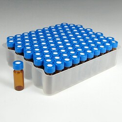 Analytical Sales & Services&nbsp;9mm, 2mL Amber Wide Mouth Twist Vials and Blue Caps with PTFE/Silicone Liners