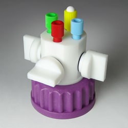 Analytical Sales & Services&nbsp;Canary-Safe Cap 3, GL45, 3 Standard Tubing Ports with Shut-Off Valves