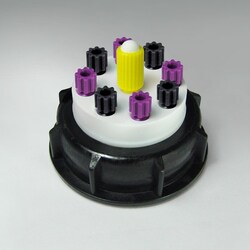 Analytical Sales & Services&nbsp;Canary-Safe Cap, S55, with 8 Ports for Standard Tubing